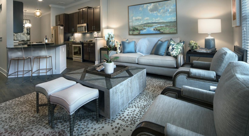 a living room with a couch and a coffee table