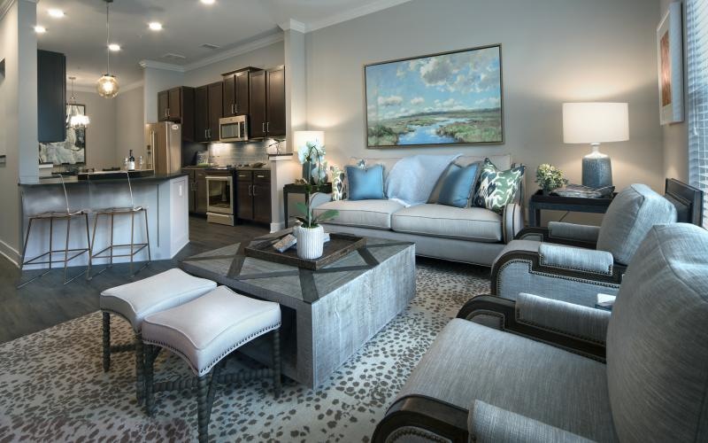 a living room with a couch and a coffee table